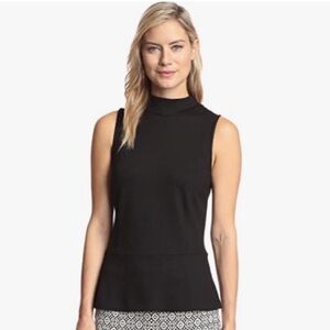 J. McLaughlin Sleeveless Peplum Waist Black Top